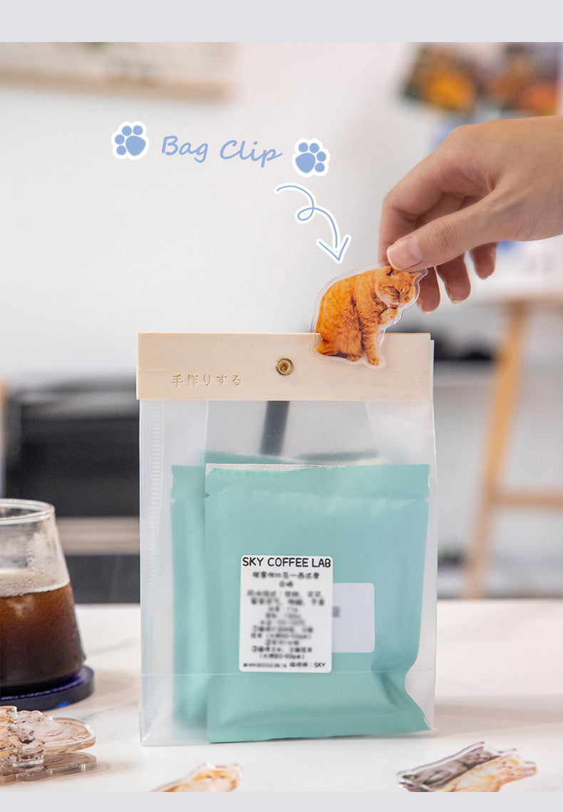 Cute Cat Shaped Acrylic Album Memo Clip Bag Binder Sealing Clip Food Bag Clamp-Two Sides Imprint