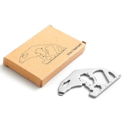 15" 1 Stainless Steel Bear Shape Keychain Multitool