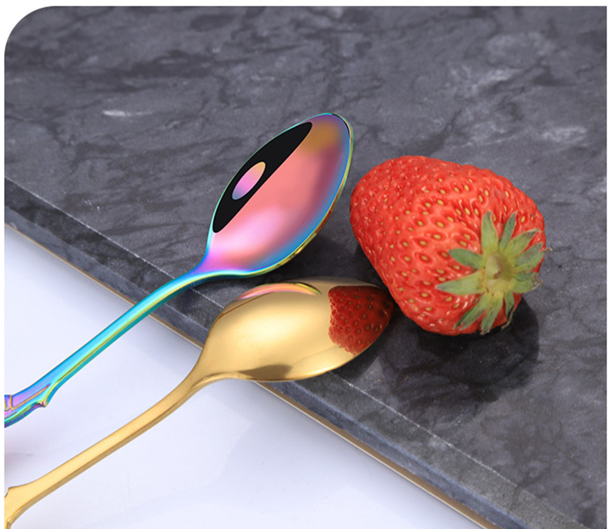 Coffee Spoons Stainless Steel Rose Handle Teaspoons Durable Dessert Spoons