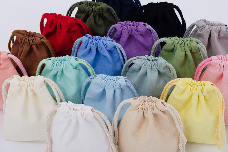 Custom Colorful 8 Oz Cotton Canvas Cloth Drawstring Bags Jewelry Wedding Candy Gift Bags