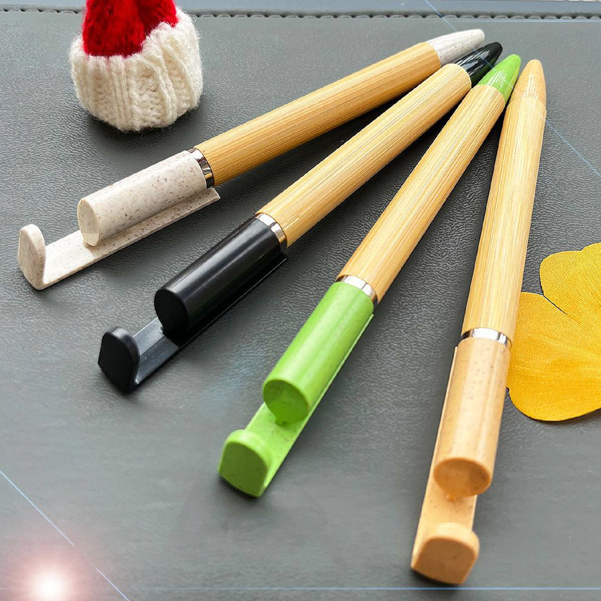 Bamboo Ballpoint Pen Eco Friendly Pen with Phone Holder Buckle for Phone