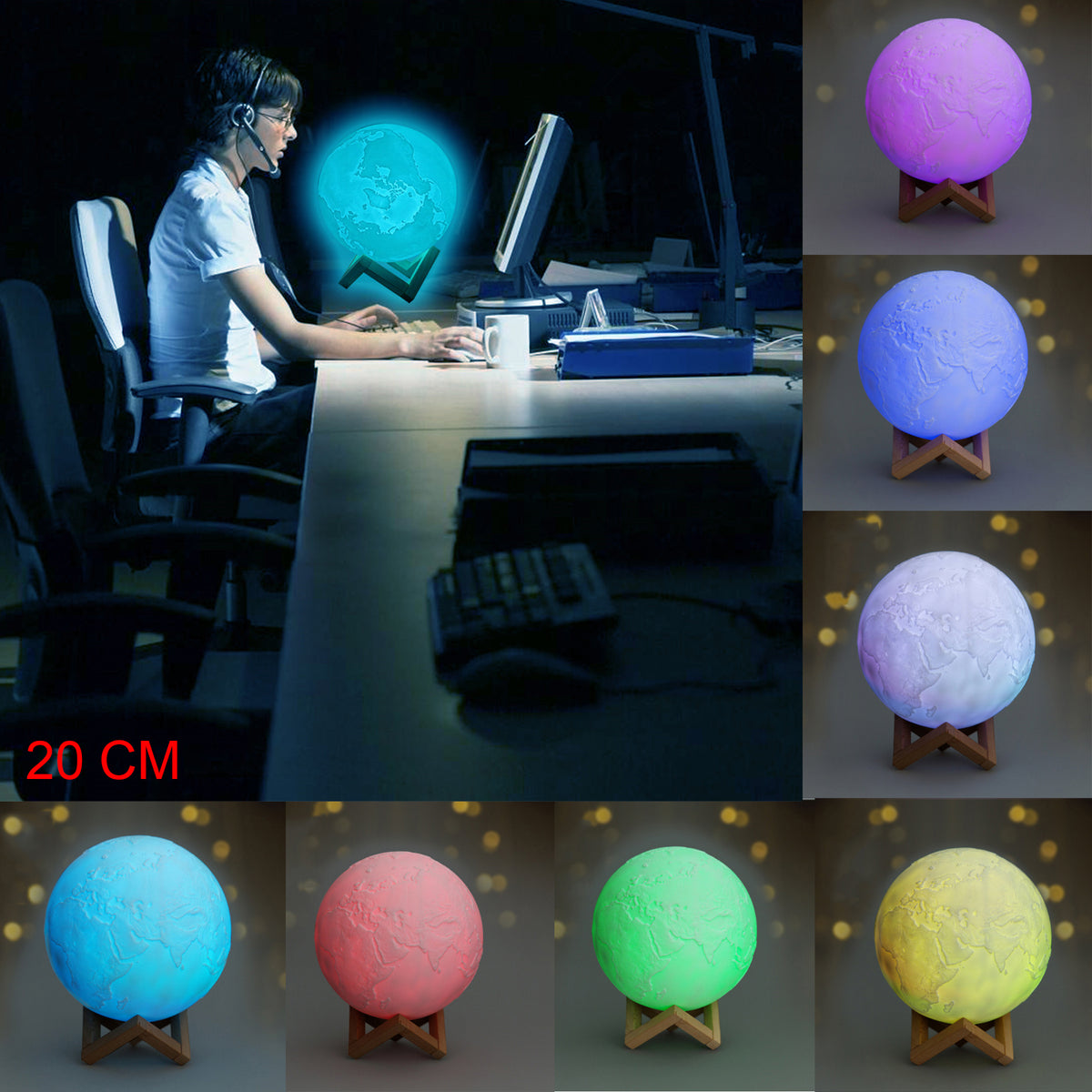 7.88" Seven Color Globe Light