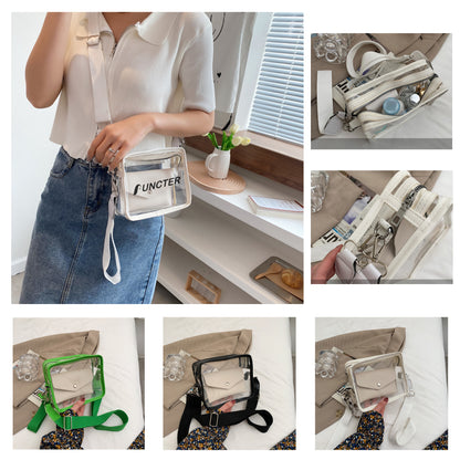 PVC Transparent Crossbody Bag Single Shoulder Bag W/One Separate Pouch