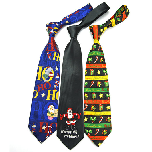 57.13" L x 3.55" W Custom Polyester Silk Christmas Necktie For Men Boys
