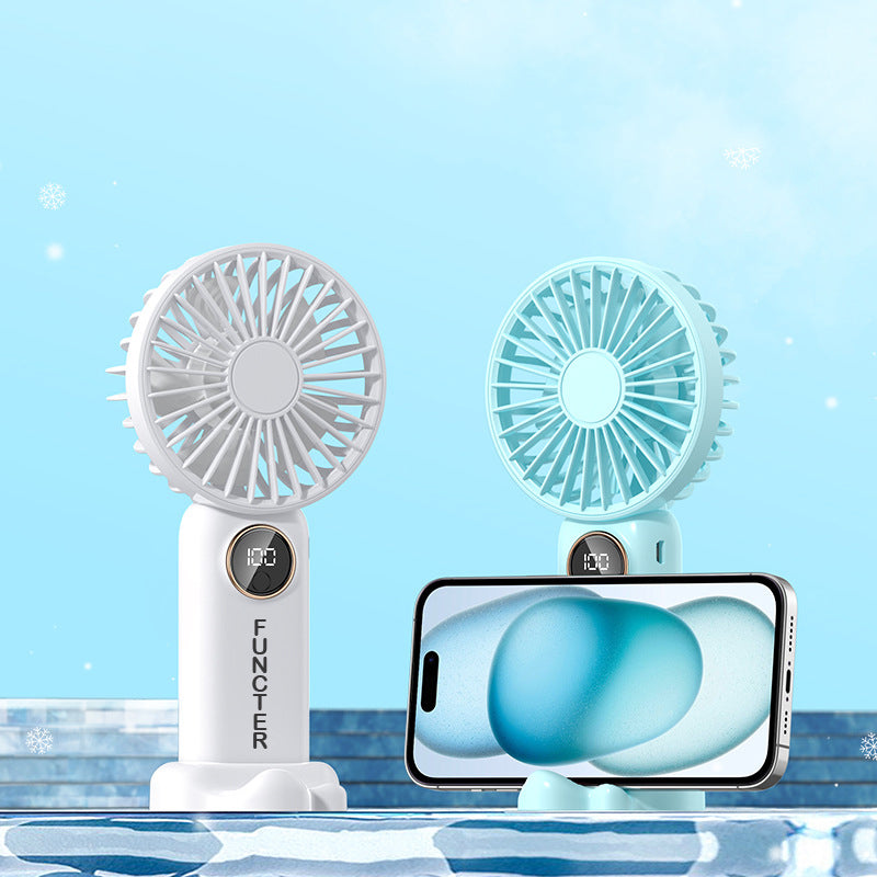 Rechargeable Mini Fan Handheld Fan Desktop Fan With Battery Display Phone Stand
