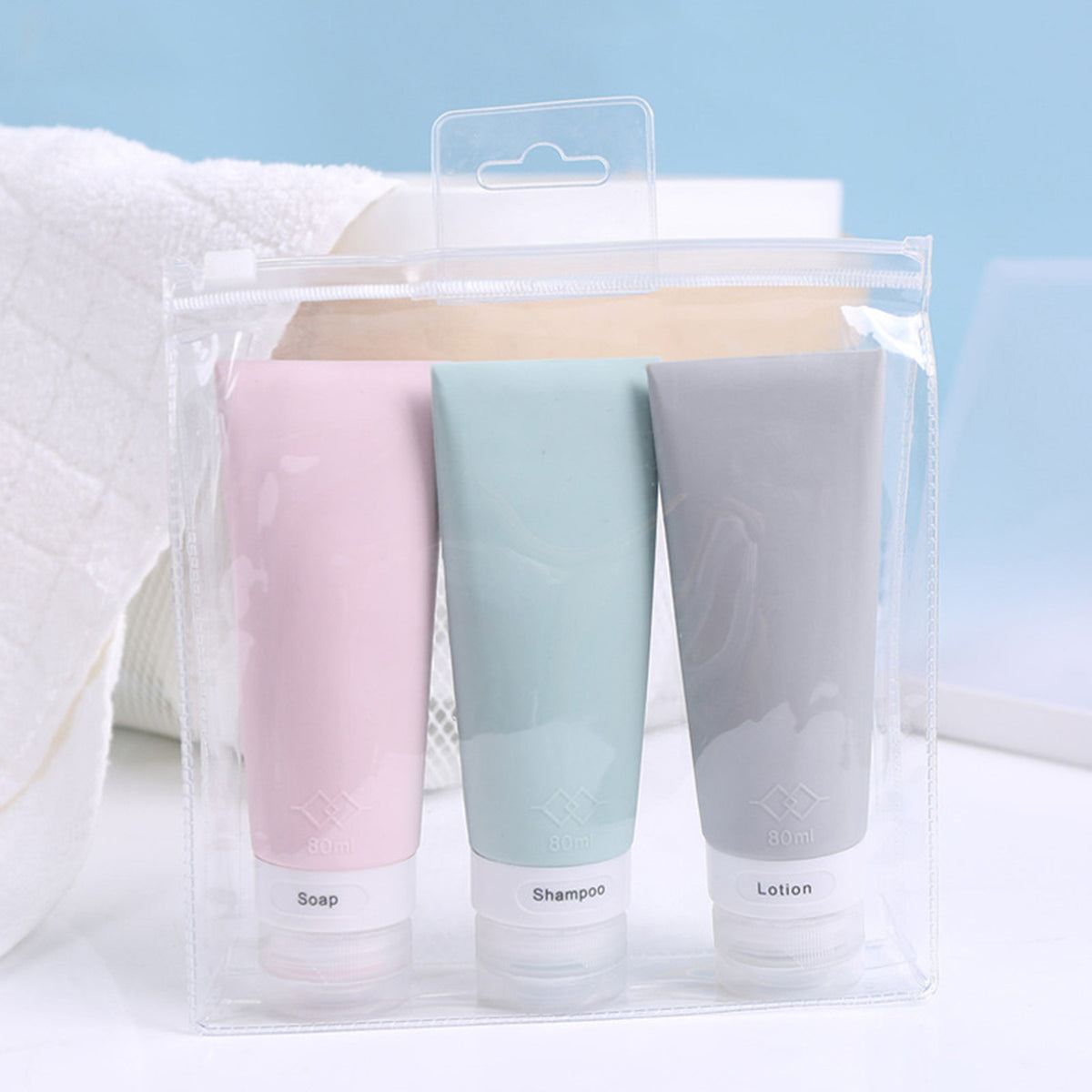 2.7OZ Travel Bottles for Toiletries Set (3 Pcs Set / 80 ML Each)