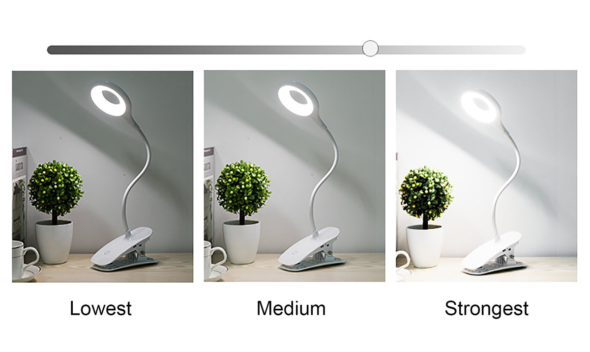 3-level Brightness LED USB Rechargeable Touch Control Reading Clip Desk Lamp