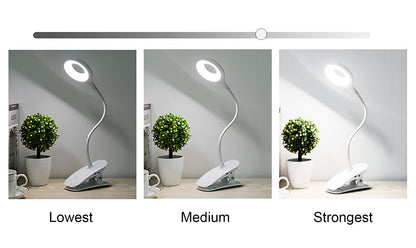 3-level Brightness LED USB Rechargeable Touch Control Reading Clip Desk Lamp