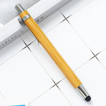 Bamboo Pens 2-in-1 Stylus Tip Wooden Bamboo Pens Engraving Wooden Ballpoint Pen Customizable