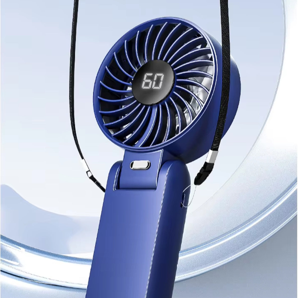 1800mAh Foldable Hanging Neck Cooling Mini Fan Speed (1-100) LED Display