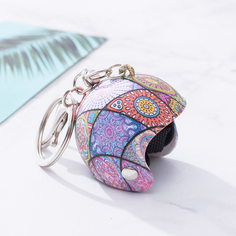 Custom Flower Motorcycle Helmet Keychain Phone Pendant Bag Keyring Bag Pendant Charm Accessories