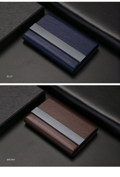 Metal Business Card Holder with Super Microfiber Leatherette Finish