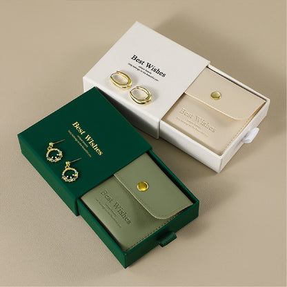 3.5" Drawer Gift Box Boutique Packaging Gift Box with PU Jewelry Pouch Display Kraft Box