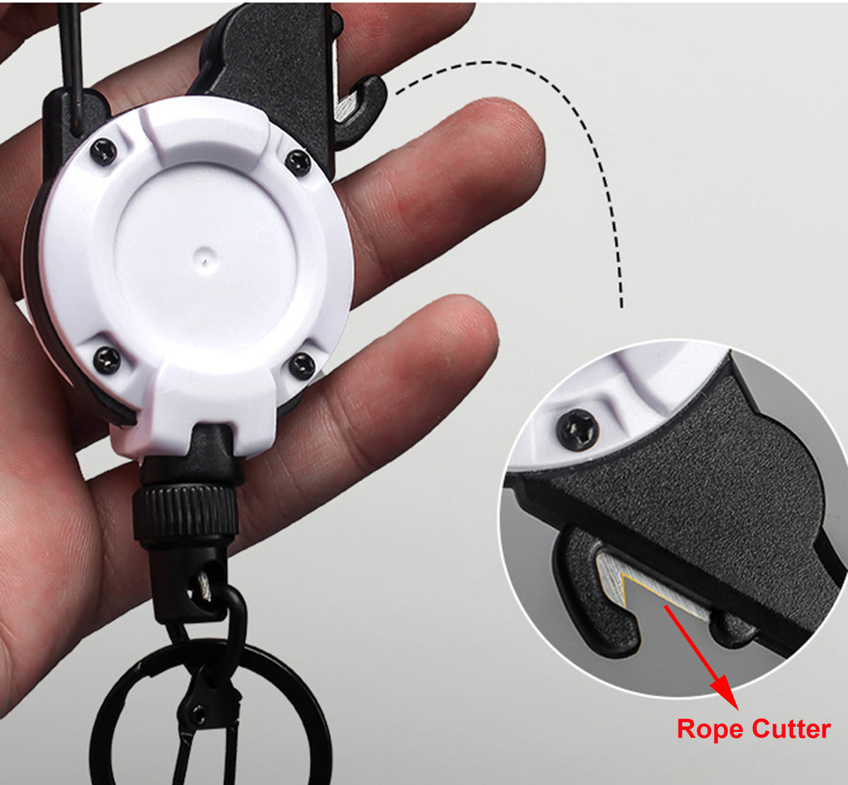 Outdoor Magnetic Carabiner Clip Badge Reel With Rope Cutter