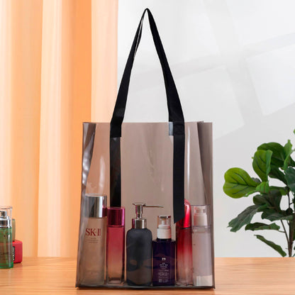 9.58 X 11.82" Clear & Frosted PVC Tote Bag for Shopping