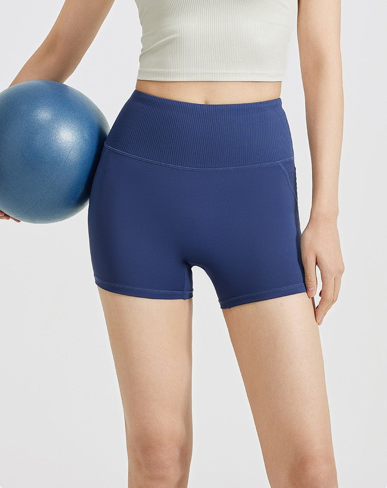 Women's Striped High-Waist Yoga Shorts