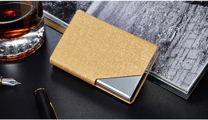 Business Card Cases PU Leather Name Card Holders Stainless Steel Multi Card Holders for Men Women