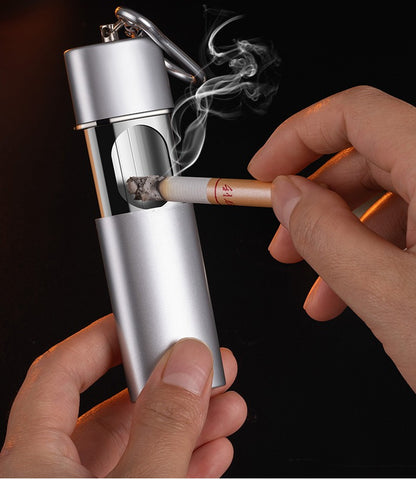 Spill-Proof Travel Ashtray with Key Ring, Aluminum Portable Pocket Ashtray