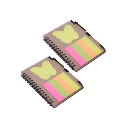 Kraft Spiral Notebook With Butterfly Shape Stickies & Pen