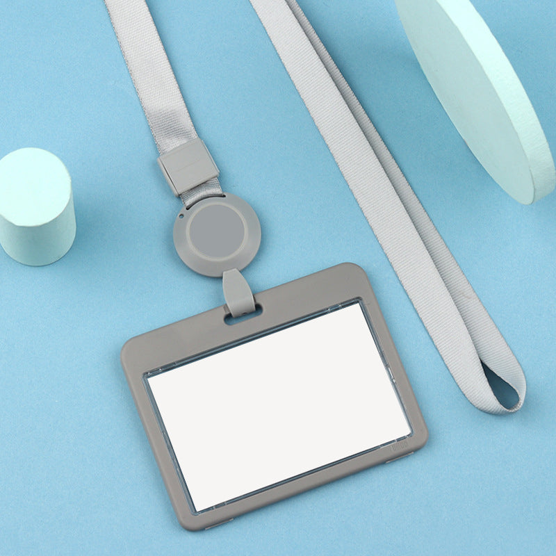 Plastic Horizontal Badge Holder With Retractable Lanyard