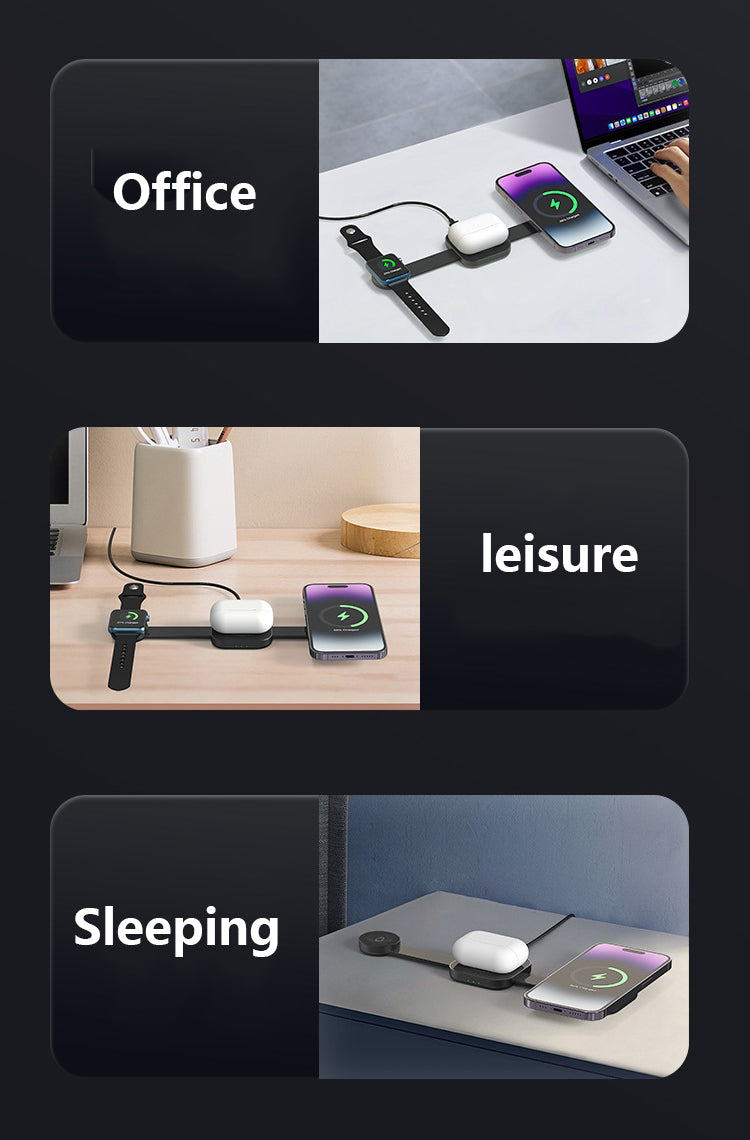 3" 1 Foldable Magnetic Wireless Charger Wireless Charging Pad For Multiple Device-Full color Print