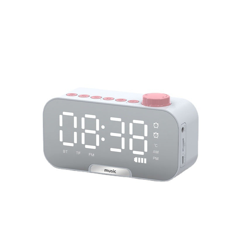 2000 mAh Digital LED Mirror Radio Alarm Clock Wireless Speaker W/Knob And Phone Bracket