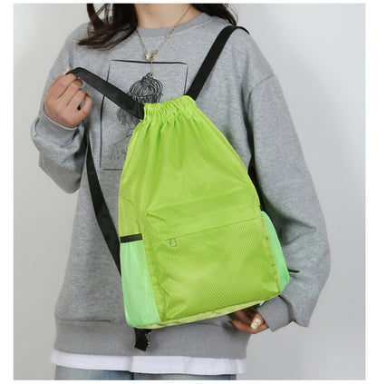 18 x 12.67" Drawstring Backpack, Waterproof Sports Gym Bag with Side Pocket