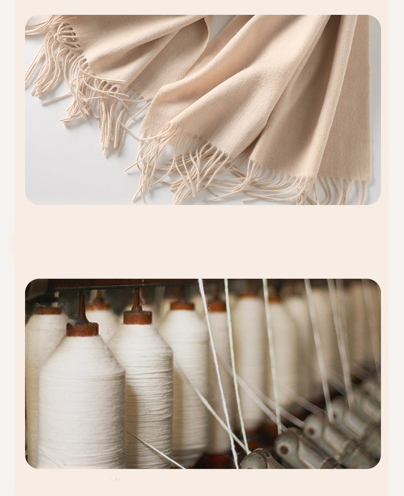 71" 100% Lamb Wool Plain Scarf Warm Autumn Winter Scarf Solid Color Fringed Wool Scarf