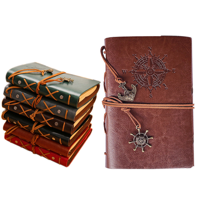 A6 PU Leather Journal Retro Style Binder Notebook Captain's On-the-go Notebook
