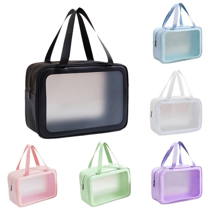 Medium Double Handle Frosted Transparent PVC Travel Makeup Gag