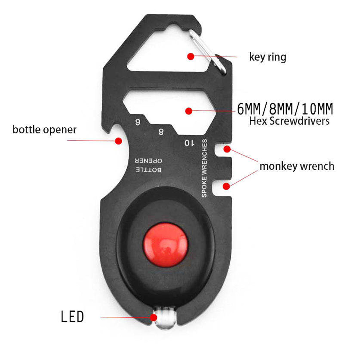 Stainless Steel Bike Portable Mini Repair Tool cards w/ LED Light