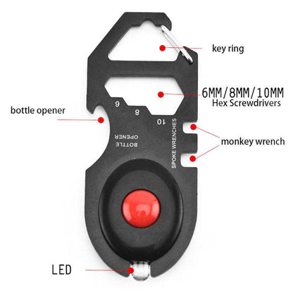 Stainless Steel Bike Portable Mini Repair Tool cards w/ LED Light