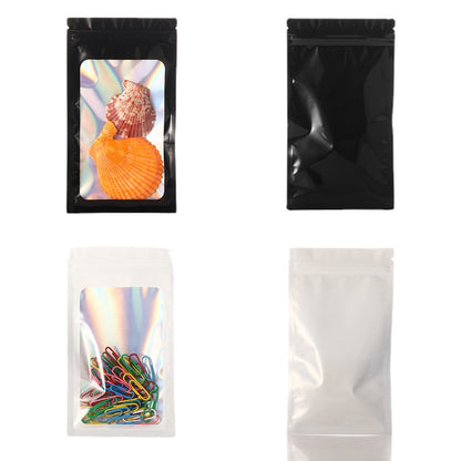 Custom Size 4x7.1" Iridescent Resealable Plastic Bags Clear Window Zipper Bag Zip lock Storage Pouch
