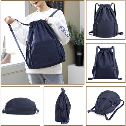 Waterproof Oxford Drawstring Backpack Sports Yoga Sackpack-Size S