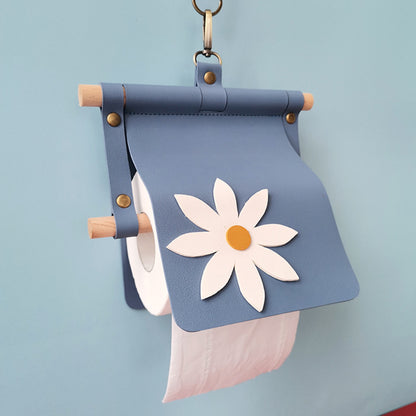 Picnic Paper Towel Holder Wood and Leather Toilet Paper Holder Hanging Toilet Paper Holder
