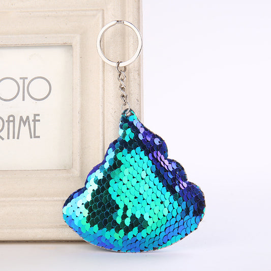 Poo-Poo Shaped Reversible Sequins Keychain