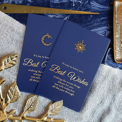 Blue Festival Greeting Card With Metal Accessories