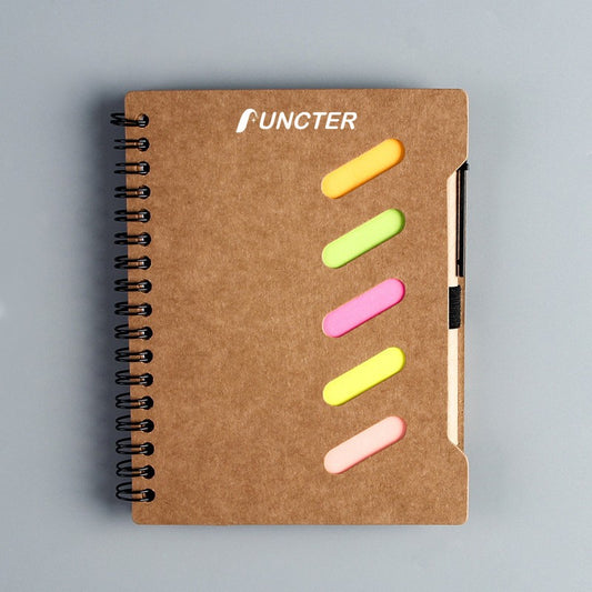 Kraft Spiral Skewed Rod Hollowing Sticky Notes Combo Organizer & Pen