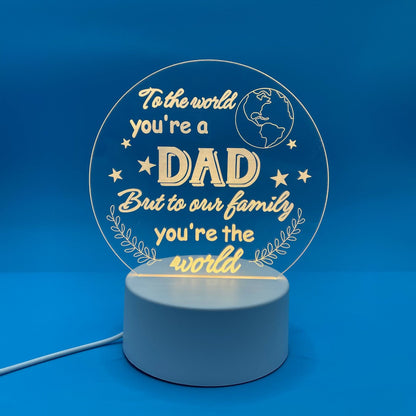 Custom Transparent Acrylic LED Night Light Light Up Sign With Light Base