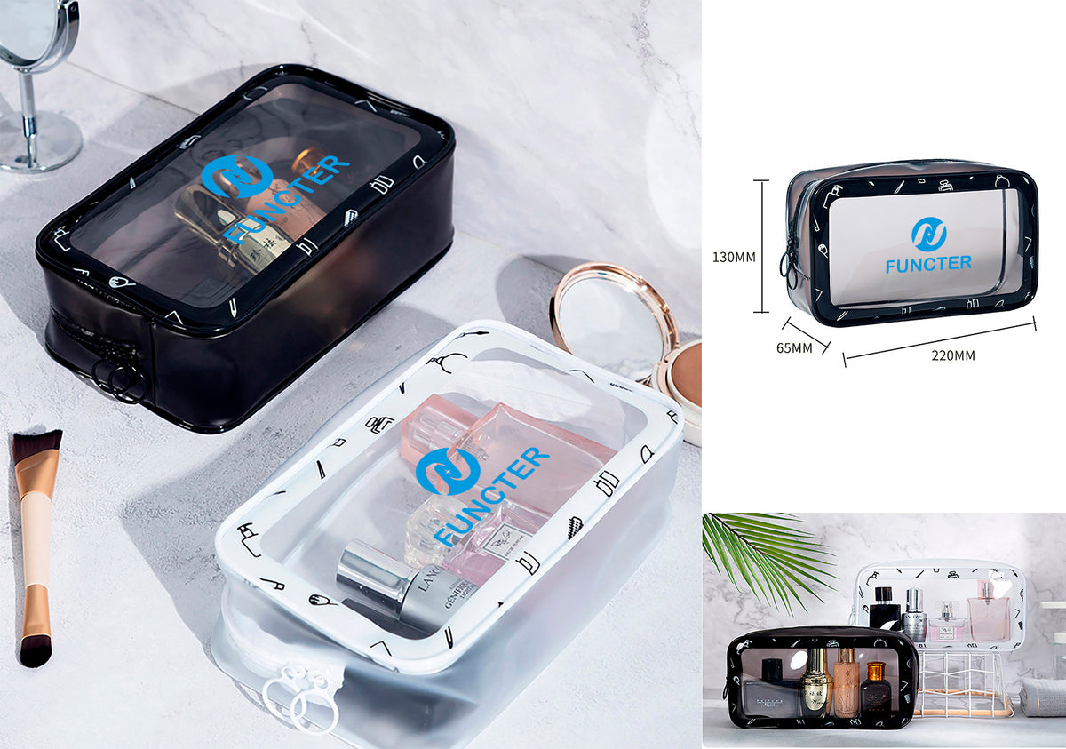 PVC Double Zippered Toiletry Bag Makeup Bag Handle Bag