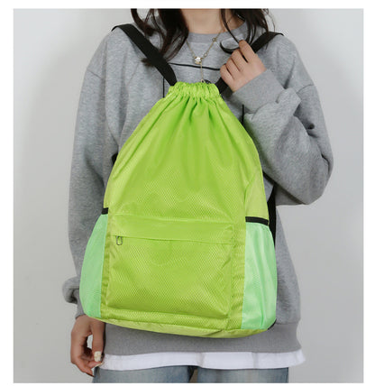 18 x 12.67" Drawstring Backpack, Waterproof Sports Gym Bag with Side Pocket