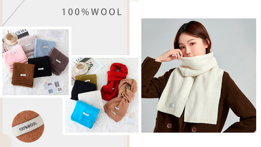 63'' 100% Lamb Wool Plain Scarf Solid Color Wool Scarf Knitted Scarf for Men and Women