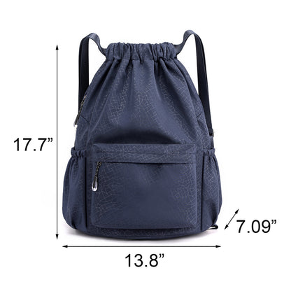 Waterproof Oxford Drawstring Backpack Sports Gym Bag-Size L