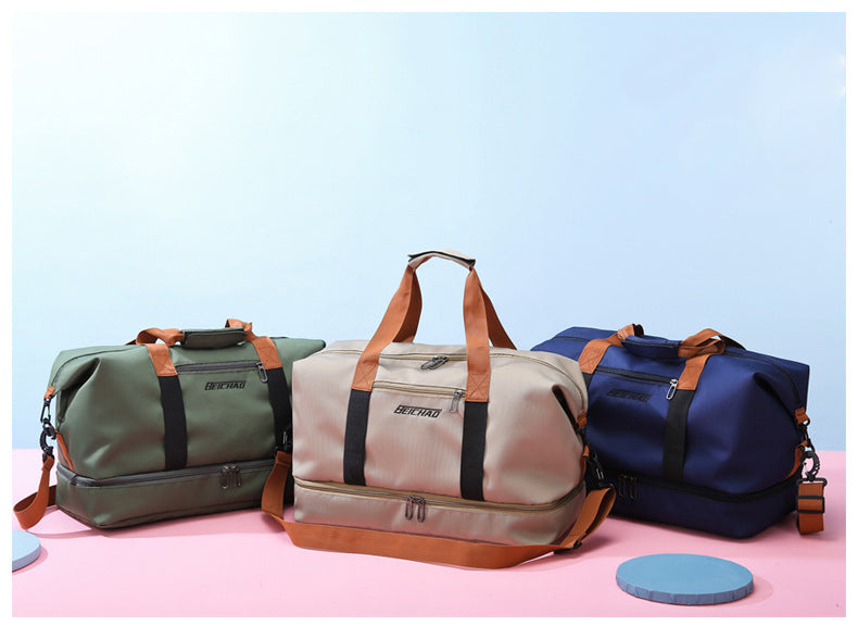 Travel Duffel Bag Oxford Tote Bag Sport Gym Bag Swimming Bag with Shoe Pouch&Wet Pocket