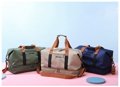 Travel Duffel Bag Oxford Tote Bag Sport Gym Bag Swimming Bag with Shoe Pouch&Wet Pocket