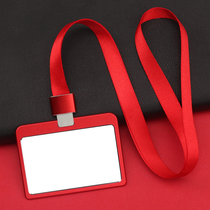 Horizontal Aluminum Badge Holder ID Card Holder With Polyester Lanyard