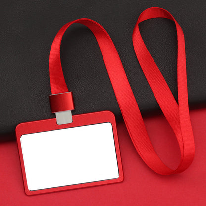 Horizontal Aluminum Badge Holder ID Card Holder With Polyester Lanyard