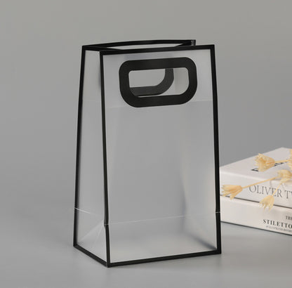 Custom Clear Tote Bag with Handle, Transparent PVC Reusable Gift Wrap Bag