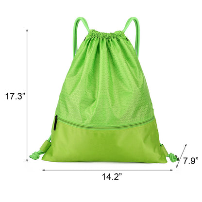 Waterproof Draw String Back Sack with Zip Pocket-Size S