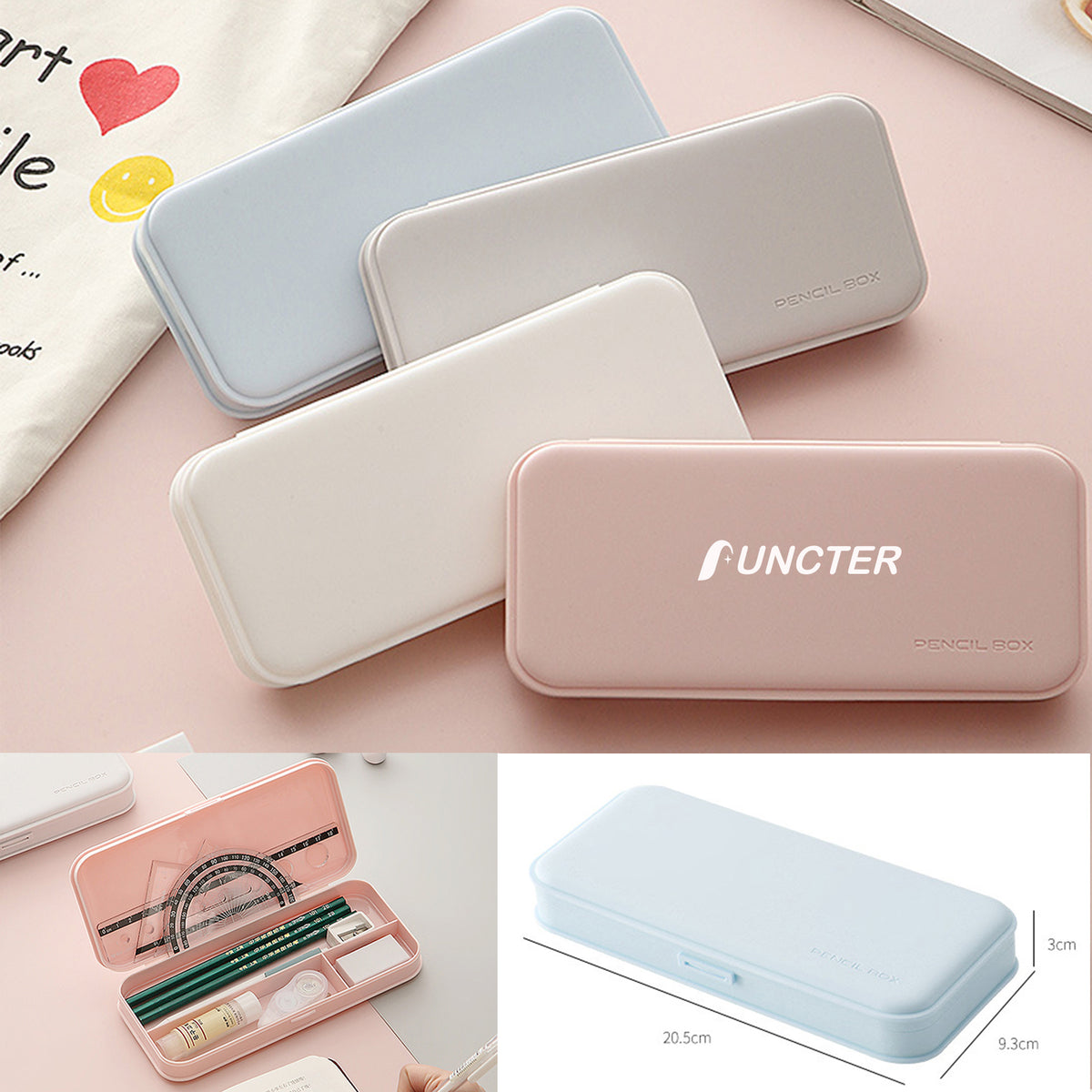 Plastic Pencil Case with Snap-Tight Lid Double Layer